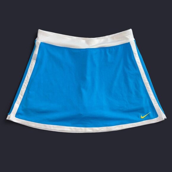 Nike Dri-Fit Blue and White Short Mini Athletic Tennis Skirt Skort Women's Large - Picture 1 of 5
